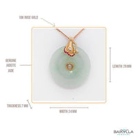 Baikalla Jewelry God Jadeite Necklace 18k Rose Gold Genuine Burmese Jadeite Constellation (Aquarius) Necklace Pendant with Diamonds & Ruby