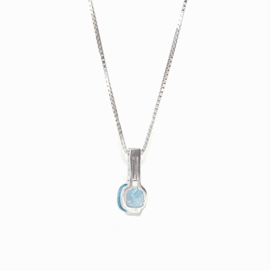 Baikalla Jewelry Gemstone Pendant Necklace Swiss Blue Topaz Baikalla™ 14k White Gold Natural Topaz Prong Set Necklace