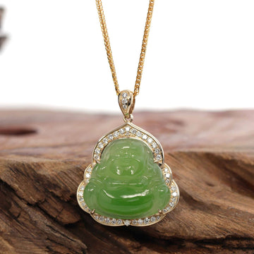 14k Gold Jadeite Buddha Pendant Necklace | Real Jade Buddha Jewelry –  RealJade® Co.