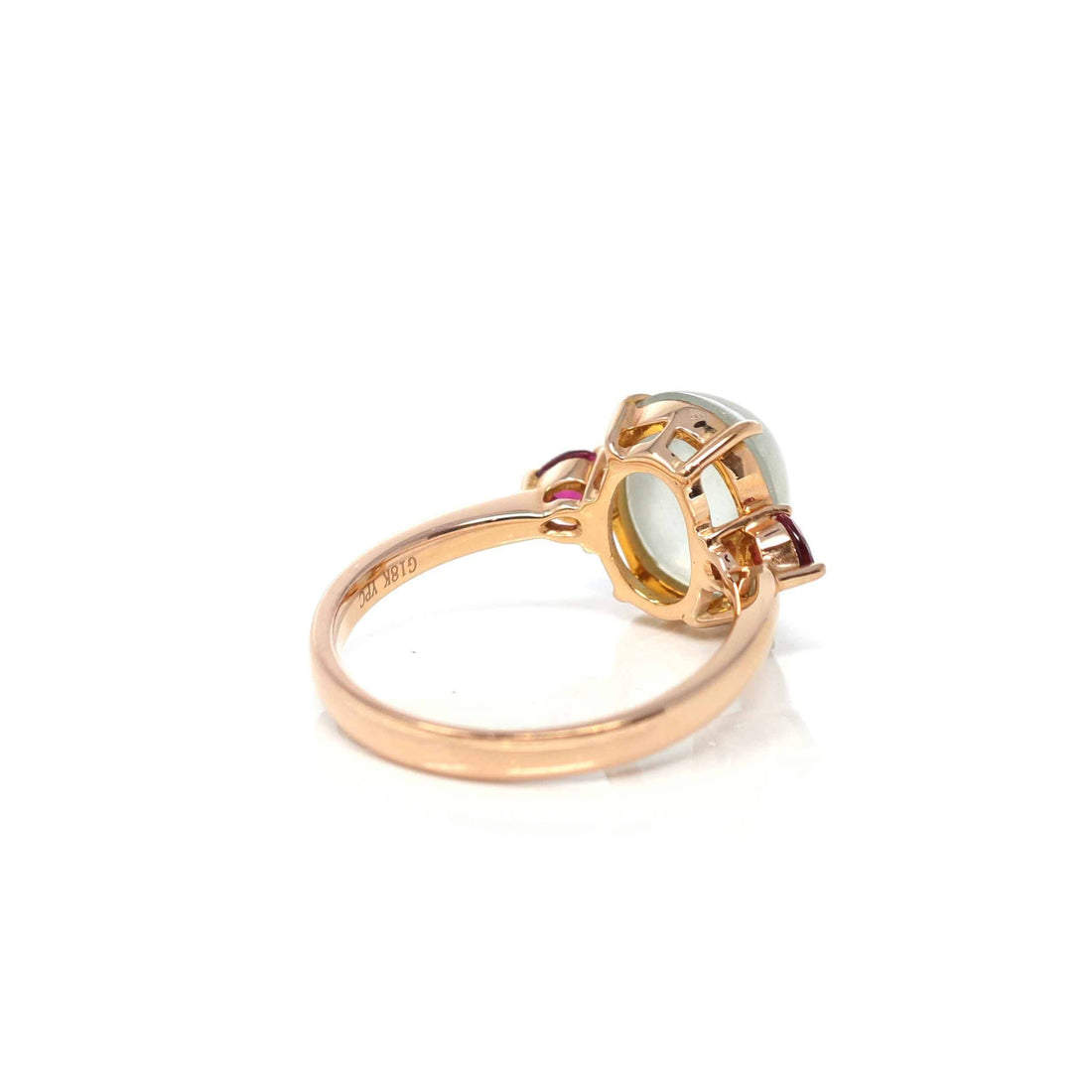Baikalla Jewelry Jadeite Engagement Ring Baikalla "Sarah" 18k Rose Gold Natural Ice Jadeite & Tourmaline Engagement Ring