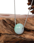 Baikalla Jewelry Jade Pendant Necklace Baikalla™ "Good Luck Button" Necklace Real Light Green Jade Lucky TongTong Pendant Necklace