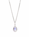 Baikalla Jewelry gemstone jewelry 14k White Gold Oval Tanzanite Necklace With Diamonds