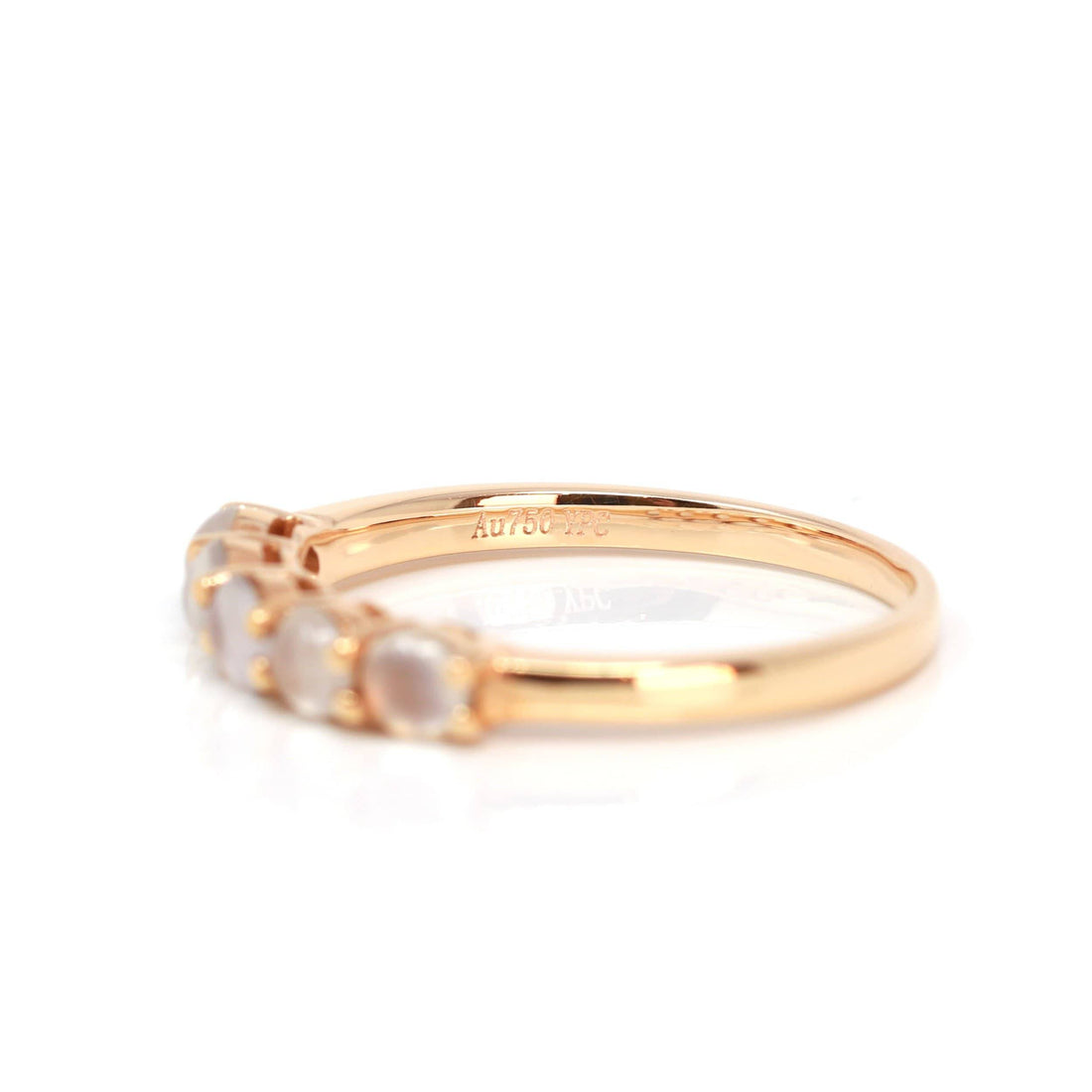 Baikalla Jewelry Jadeite Engagement Ring Baikalla "5 Stone Anniversary" 18k Rose Gold Natural Ice Jadeite Band
