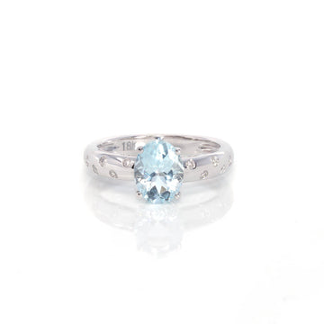 Baikalla Jewelry Gold Aquamarine Ring 5 14k White Gold Natural Oval Aquamarine Diamond Anniversary Ring