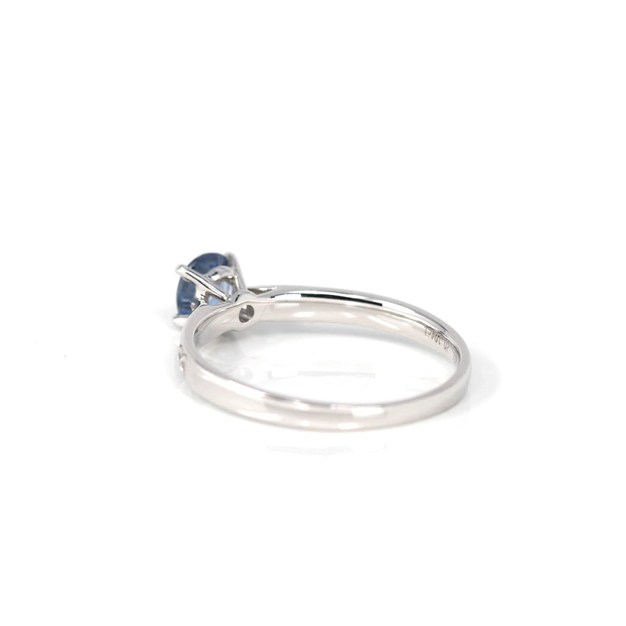 Baikalla Jewelry Gold Sapphire Ring 18k White Gold Natural Blue Sapphire Ring with Diamonds