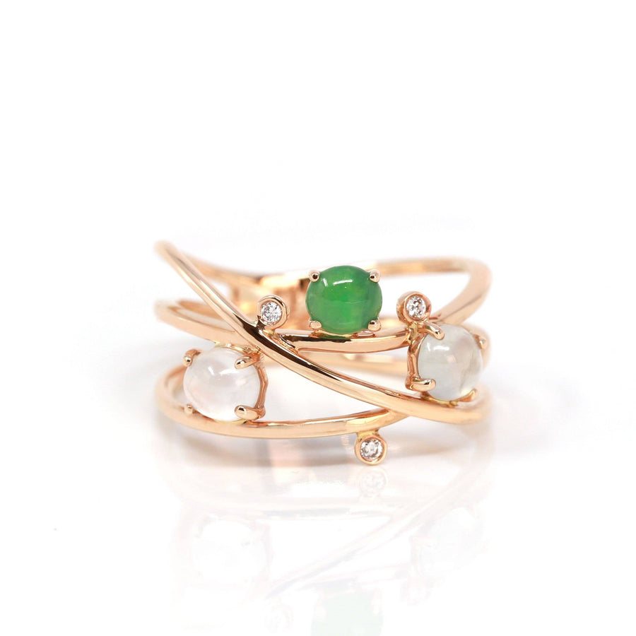 Baikalla Jewelry Jadeite Engagement Ring 5 Baikalla™ "Bubble Collection" 18k Rose Gold Natural Ice/ Multi-Colored Jadeite Ring With Diamonds