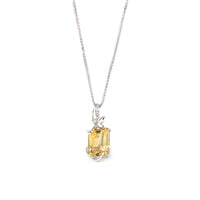 Baikalla Jewelry Gemstone Pendant Necklace 18k White Gold Genuine Citrine & Diamonds Pendant Necklace with Diamond