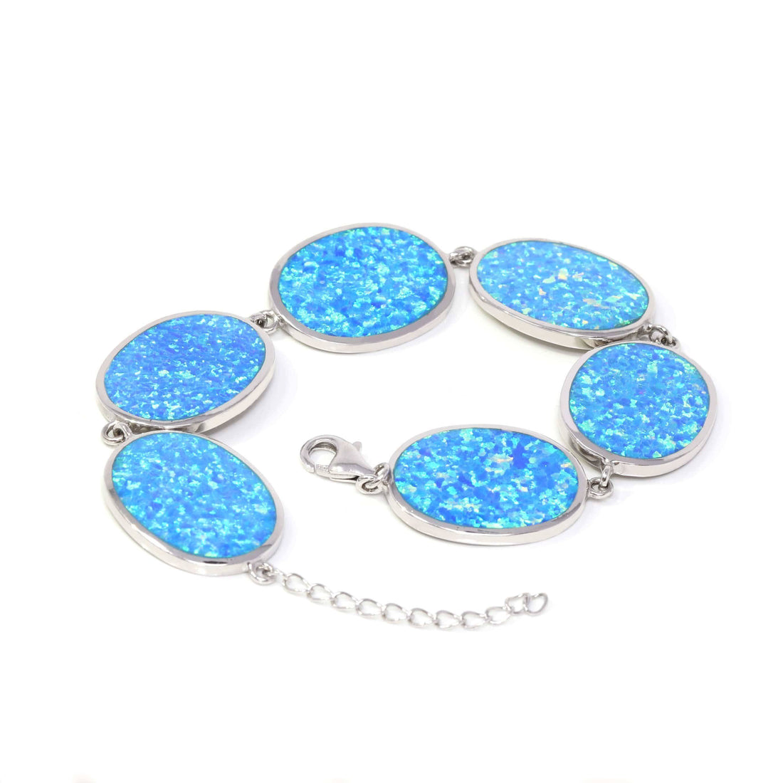 Baikalla Jewelry "Ann" Sterling Silver Lab-Created Oval Opal Bracelet