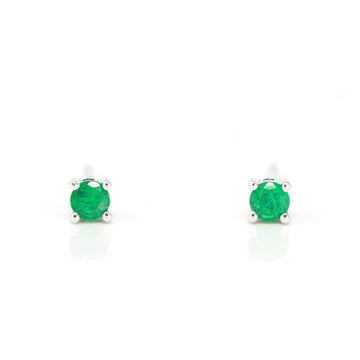 Baikalla Jewelry Gemstone Pendant Necklace Genuine Emerald Baikalla™ 14k White Gold Emerald Round 4 Prong Stud Earrings