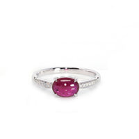 Baikalla Jewelry Gold Ruby Ring 7.5 18k White Gold Natural Oval Ruby Diamond Anniversary Ring
