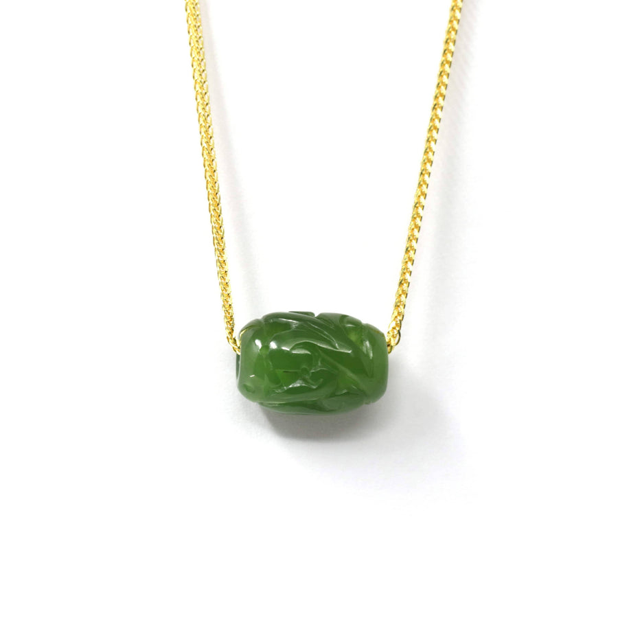 Baikalla Jewelry Jade Pendant Necklace Nephrite Green Jade Lucky LuLuTong Bead Pendant Necklace