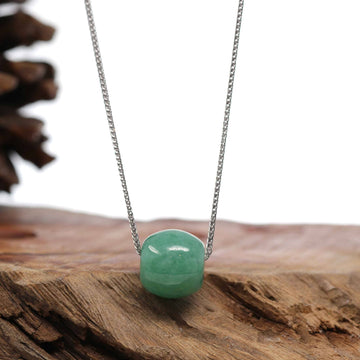 Baikalla Jewelry Jade Pendant Necklace Baikalla™ "Good Luck Button" Necklace Forest Green Jade Lucky KouKou Pendant Necklace