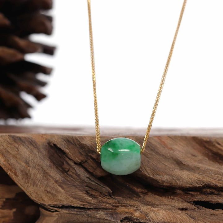 Baikalla Jewelry Jade Pendant Necklace Sterling Silver Chain Baikalla™ "Good Luck Button" Necklace Rich Forest Green Jade Lucky TongTong Pendant Necklace
