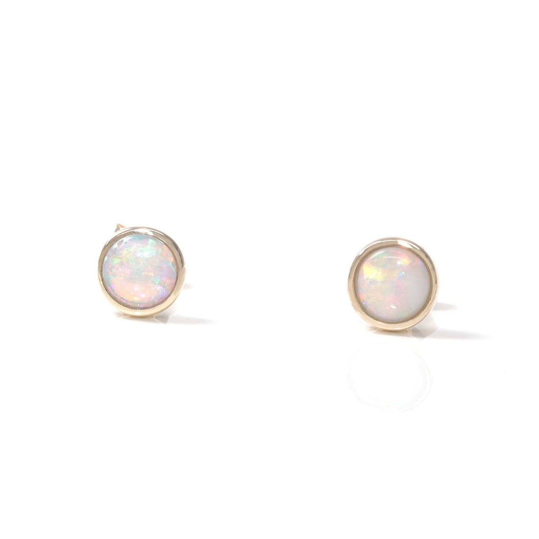 Baikalla Jewelry Gold Opal Earrings Baikalla™ 14k White Gold Natural Australian Light Opal Bezel Set Earrings