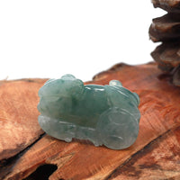 Baikalla Jewelry genuine jadeite carving Baikalla™ Pi Xiu Genuine Burmese Blue Green Icy Jadeite Jade PiXiu Pendant Necklace (FengShui Lucky)