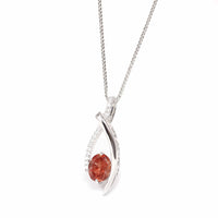 Baikalla Jewelry Sunstone Necklace Sterling Silver Natural Red Oregon Sunstone Necklace With White Sapphire