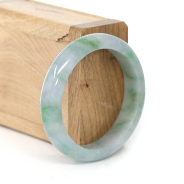 Baikalla Jewelry Jadeite Jade Bangle Bracelet Baikalla "Classic Bangle" Blue Green Natural Burmese Jadeite Jade Bangle ( 52.58 mm ) #244