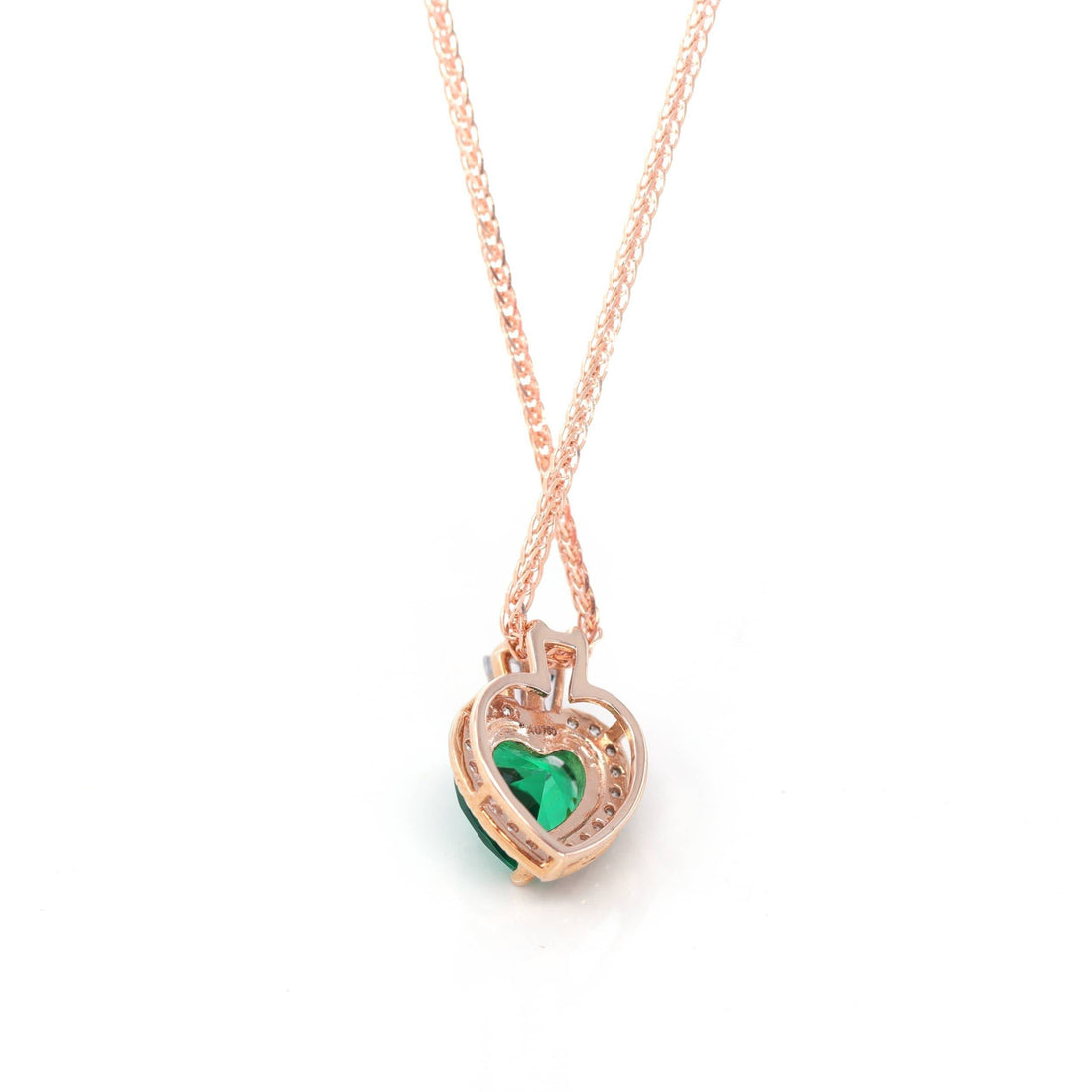Baikalla Jewelry Emerald Pendant Necklace 18k Rose Gold  Lab. Created Emerald & CZ Pendant Necklace