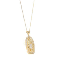Baikalla Jewelry 14K Pure Yellow Gold Pendant 14K Yellow Gold Mother Maria Pendant Necklace With SI Diamonds