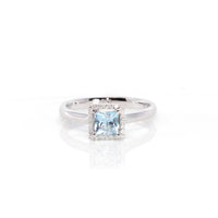 Baikalla Jewelry Gold Ruby Ring 5 14k White Gold Natural Square Aquamarine Diamond Anniversary Ring