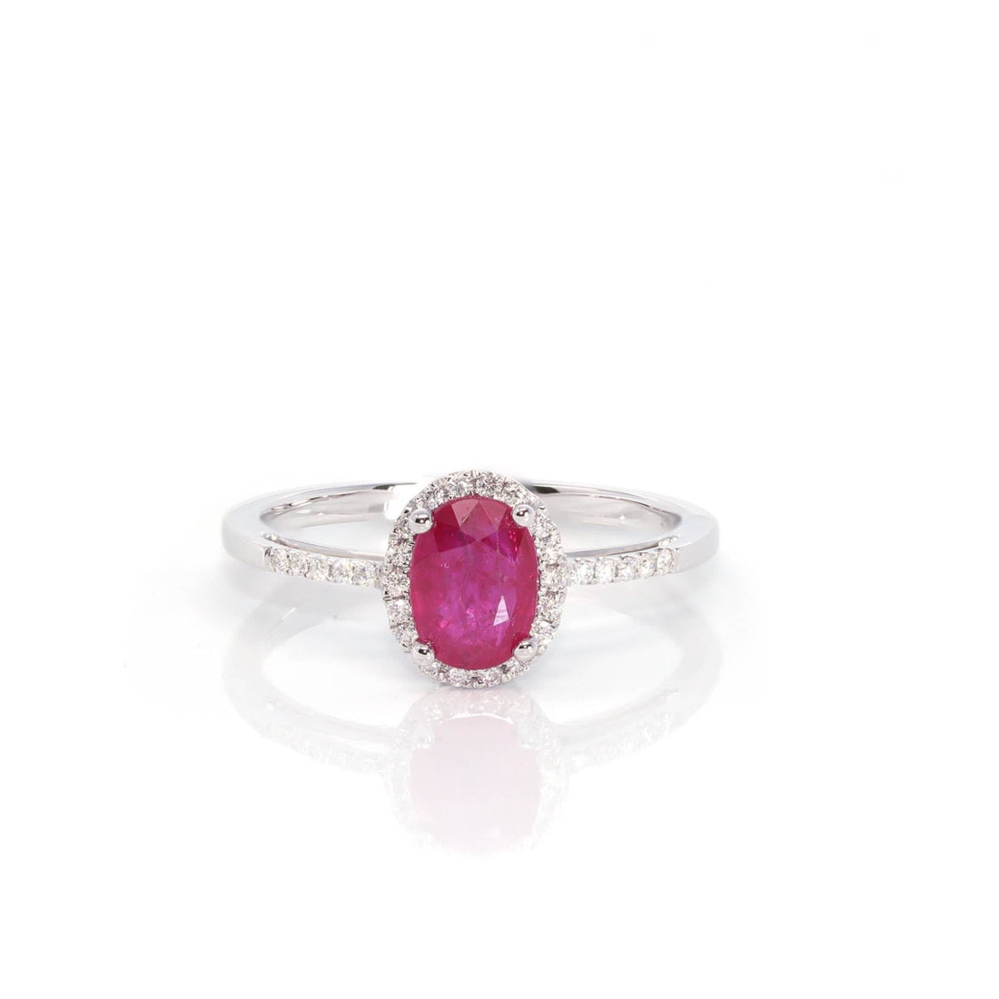 Baikalla Jewelry Gold Ruby Ring 5 18k White Gold Natural Oval Ruby Diamond Anniversary Ring