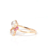 Baikalla Jewelry Jadeite Engagement Ring Baikalla™ "Amelie" 18k Rose Gold Natural Ice Jadeite Engagement Ring With Diamonds