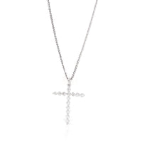 Baikalla Jewelry 18K Pure White Gold Pendant Pendant Only 18K White Gold Cross Pendant Necklace With SI Diamonds