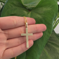 14k Yellow Gold Cross Charm Necklace