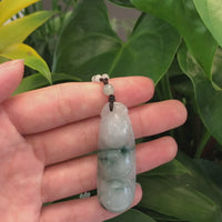 Genuine Ice Blue Jadeite Jade FU Dou Pendant Necklace With Real Jadeite jade Beads Necklace