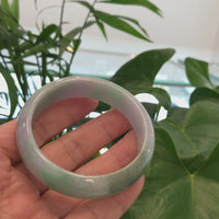 Classic Forest Green & Lavender Jadeite Jade Bangle Bracelet (58.61 mm) #730