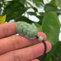 Baikalla™ Pi Xiu Genuine Burmese Green Jadeite Jade PiXiu Pendant Necklace (FengShui Lucky)