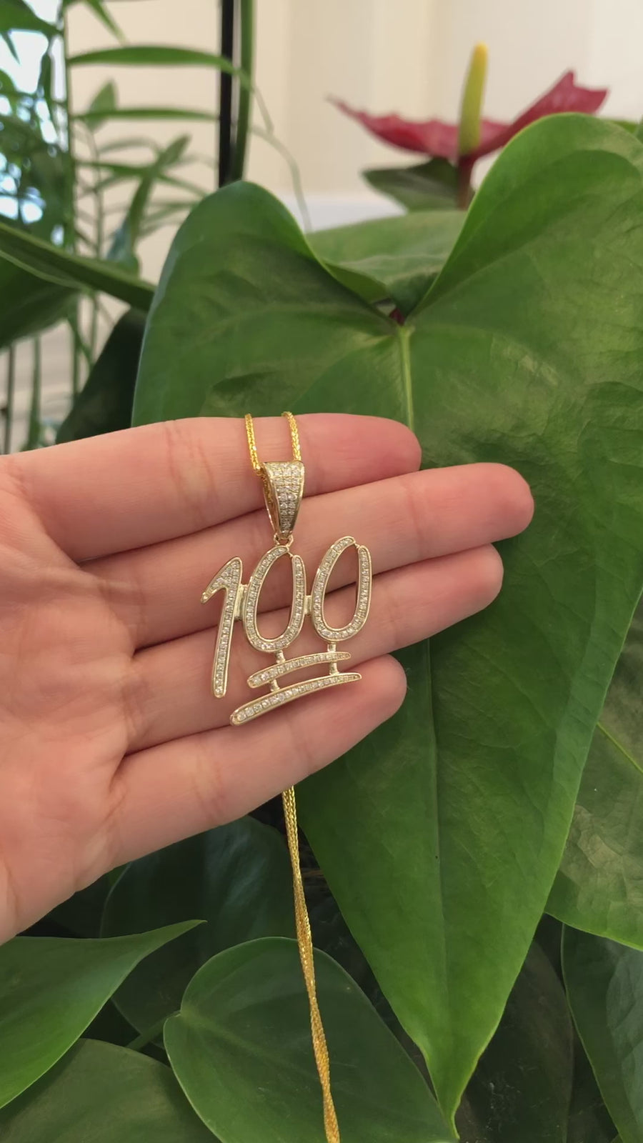 14K Yellow Gold "100 Emoji" Pendant Necklace With VS1 Diamonds