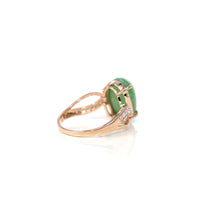 Baikalla Jewelry Jadeite Engagement Ring 18k Rose Gold Natural Imperial Green Oval Jadeite Jade Engagement Ring With Diamonds