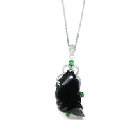 Baikalla Jewelry genuine jadeite carving Baikalla Genuine Burmese Black Jadeite Jade Fish Pendant Necklace