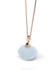 Baikalla Jewelry Jade Pendant 18k Rose Gold Genuine Burmese Light Lavender Jadeite Happiness and Safety  (Fu & Pingan) Pendant Necklace