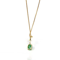 Baikalla Jewelry Gold Jadeite Necklace Copy of 18k Yellow Gold Jadeite Jade Apricot Leaf Pendant Necklace with Diamond