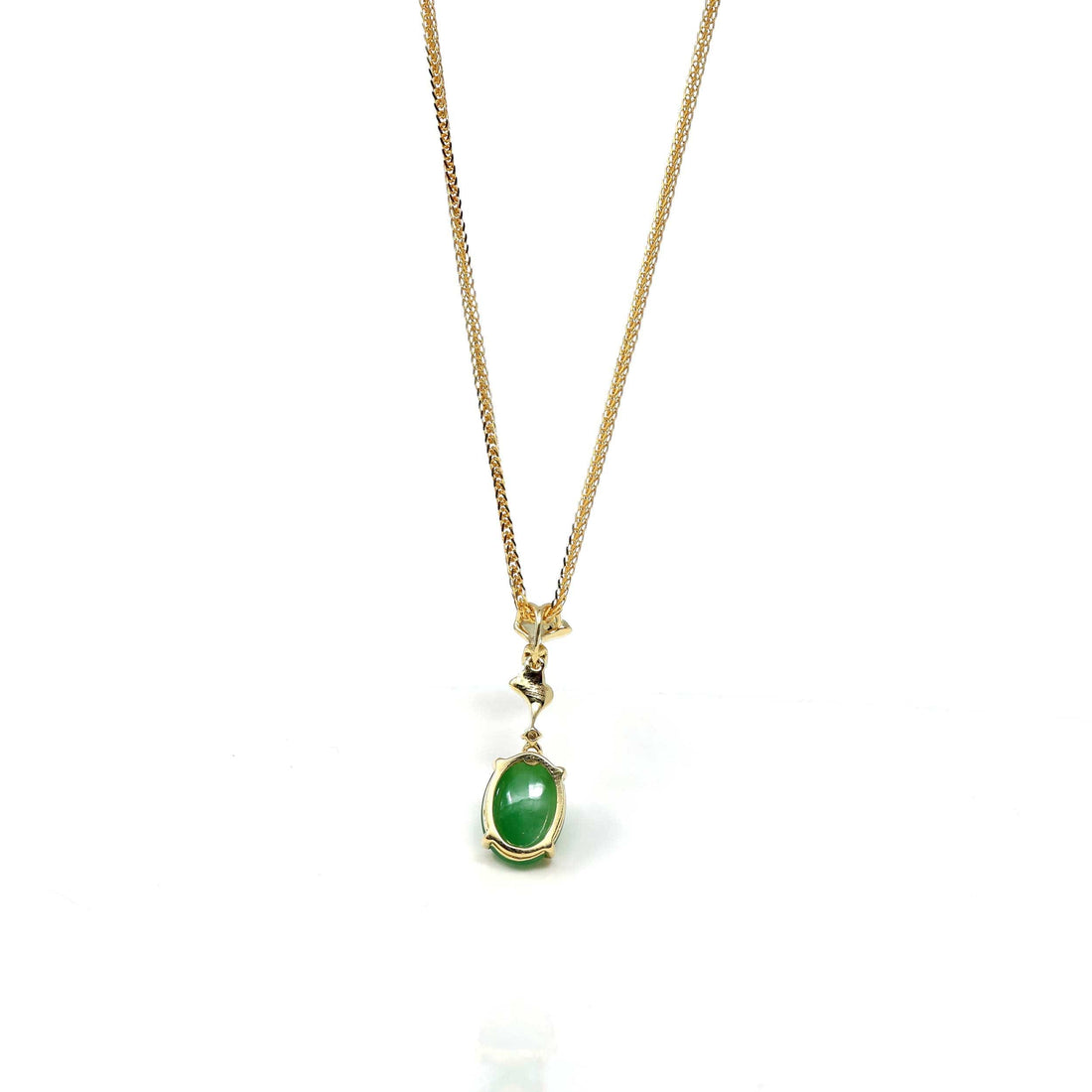 Baikalla Jewelry Gold Jadeite Necklace Copy of Copy of 18k Yellow Gold Jadeite Jade Apricot Leaf Pendant Necklace with Diamond