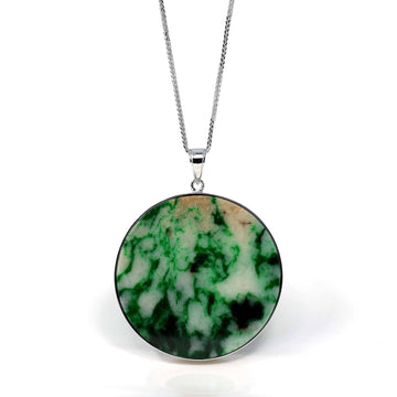 Baikalla Jewelry Jade Guanyin Pendant Necklace Copy of Baikalla Genuine Green Jadeite Jade " Ping An Wu Shi Pai "  Pendant With Gold Bail