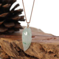 Baikalla Jewelry Jade Pendant Natural Ice Jadeite "Longevity Peach" ShouTao Necklace With 14k Yellow Gold Diamond Bail