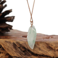 Baikalla Jewelry Jade Pendant Natural Ice Jadeite "Longevity Peach" ShouTao Necklace With 14k Yellow Gold Diamond Bail