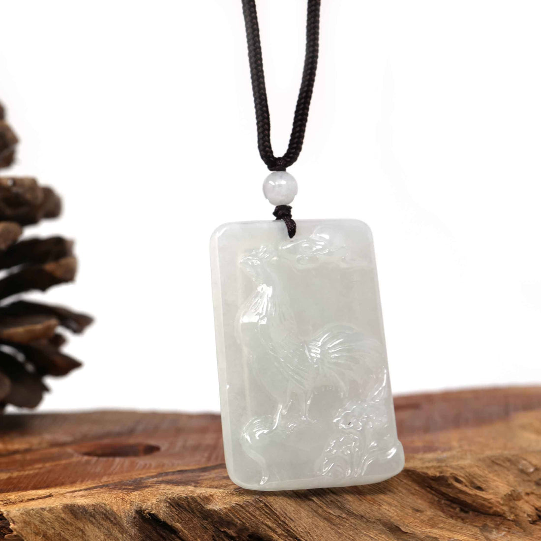 Baikalla Jewelry Jade Carving Necklace Copy of Natural Honey Yellow Jadeite Jade "Rooster" Pendant Necklace For Men, Collectibles.