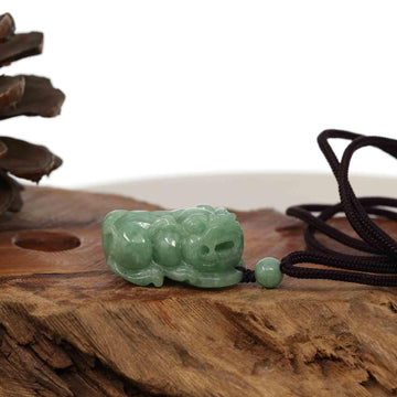 Baikalla Jewelry genuine jadeite carving Copy of Baikalla™ Pi Xiu Genuine Burmese Green Jadeite Jade PiXiu Pendant Necklace (FengShui Lucky)