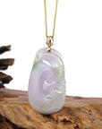 Baikalla Jewelry Jade Pendant Copy of Copy of Copy of Copy of Copy of 14k Yellow Gold Genuine Burmese Light Lavender Jadeite Happiness and Safety  (Fu & Pingan) Pendant Necklace