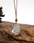 Baikalla Jewelry 18k Gold Jadeite Necklace Copy of Copy of Baikalla 18K Rose Gold Genuine Burmese Ice Jadeite Buddha Pendant with Diamonds High Jewelry