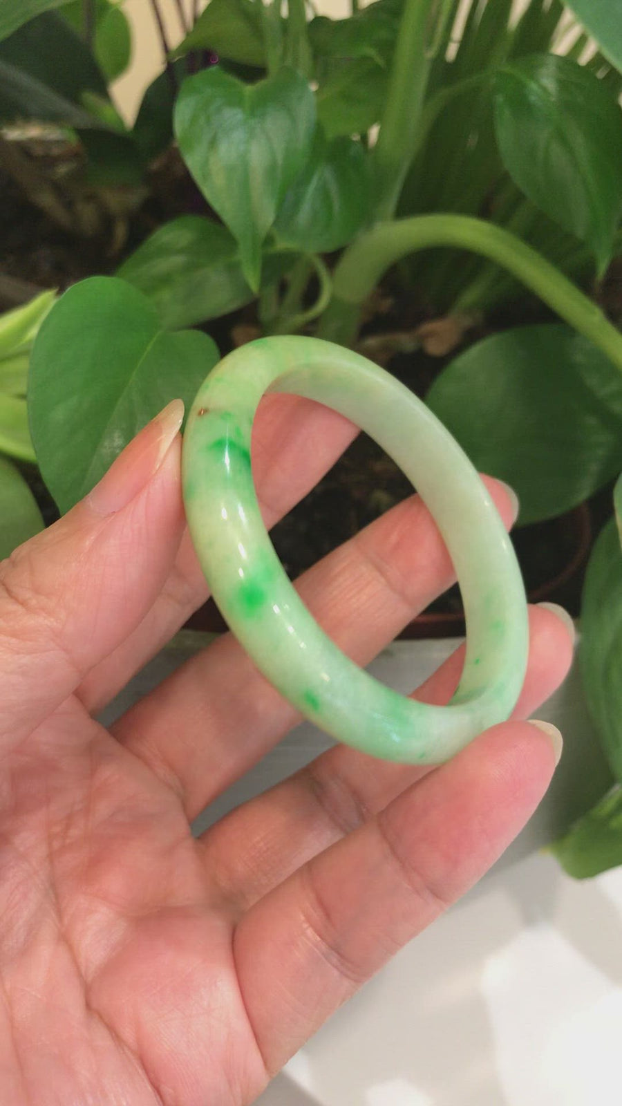 Natural Jadeite Jade Bangle Bracelet ( 53 mm) #442