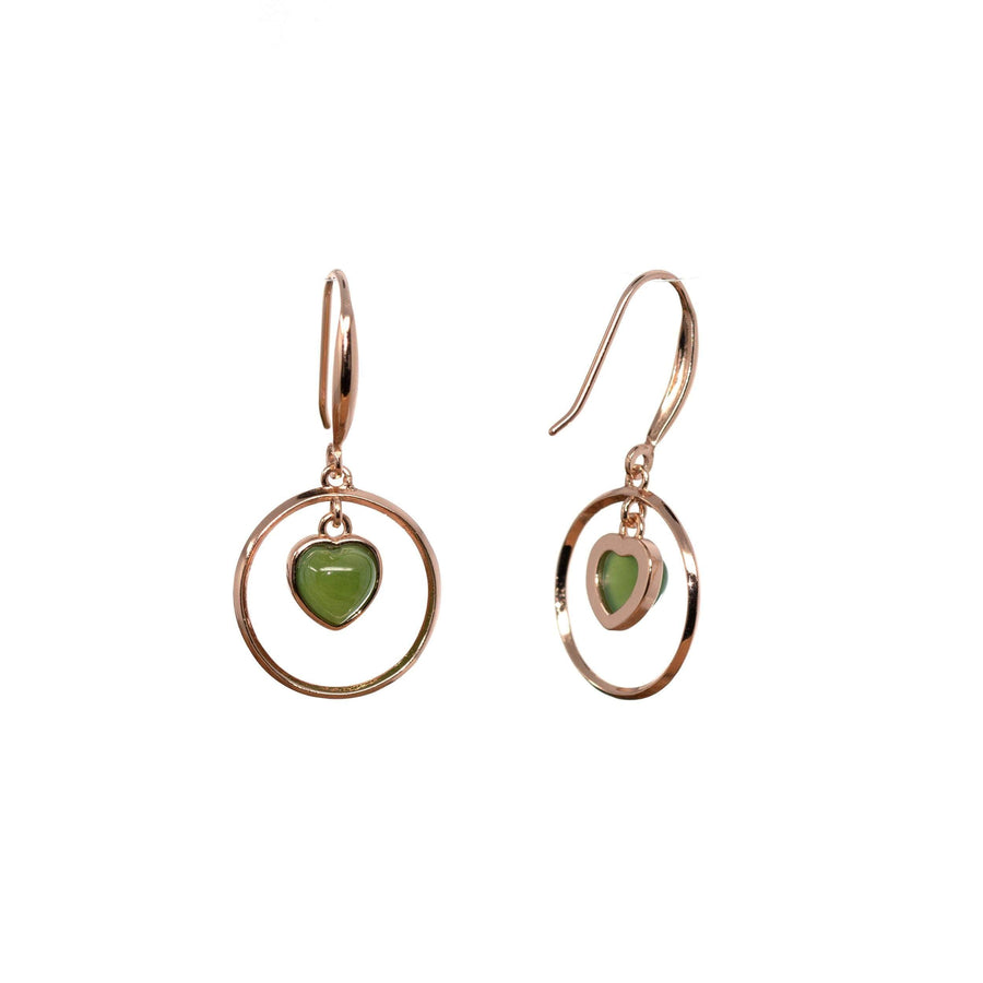 Baikalla Jewelry Silver Gemstone Earrings Baikalla "Love Earrings" Sterling Silver Genuine Nephrite Green Jade Dangle Earrings