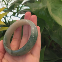 Genuine Burmese Ice Blue-green Jadeite Jade Oval Bangle (56.74 mm) #291