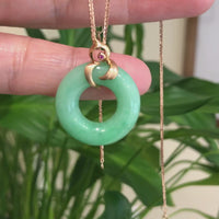 Baikalla™ "Good Luck Birdie" 18k Rose Gold Genuine Burmese Jadeite Lucky Kou Kou Pendant Necklace With AA Ruby