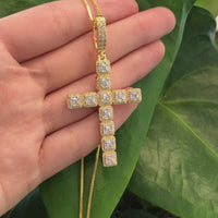 14K Yellow Gold Cross Pendant Necklace With Diamonds