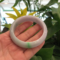 High Quality Natural Light Lavender- Green Jadeite Jade Bangle Bracelet (61.93 mm) #697